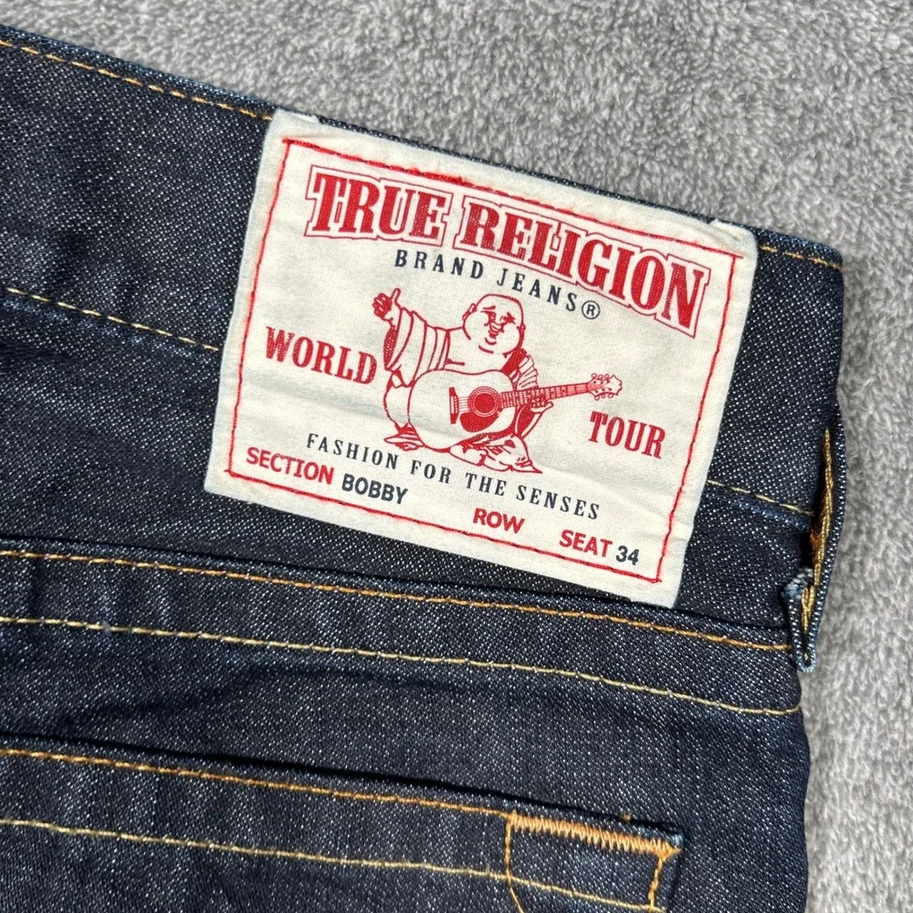 VTG True Religion Bobby Mens Dark Wash Straight Leg Jeans Men 38x28 USA Indigo